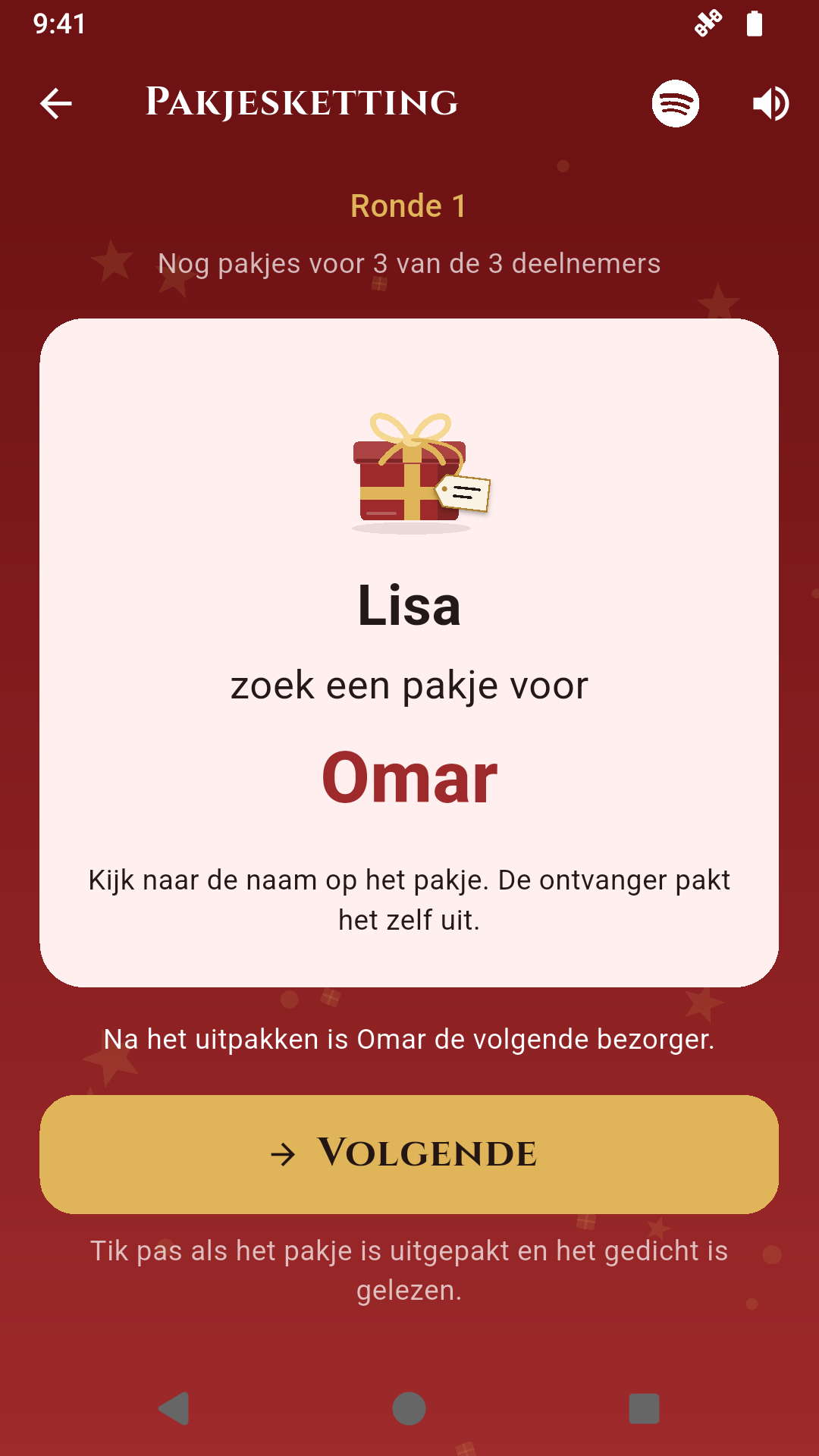 Pakjesketting: Lisa zoekt een pakje voor Omar. Na het uitpakken wordt Omar de volgende bezorger.